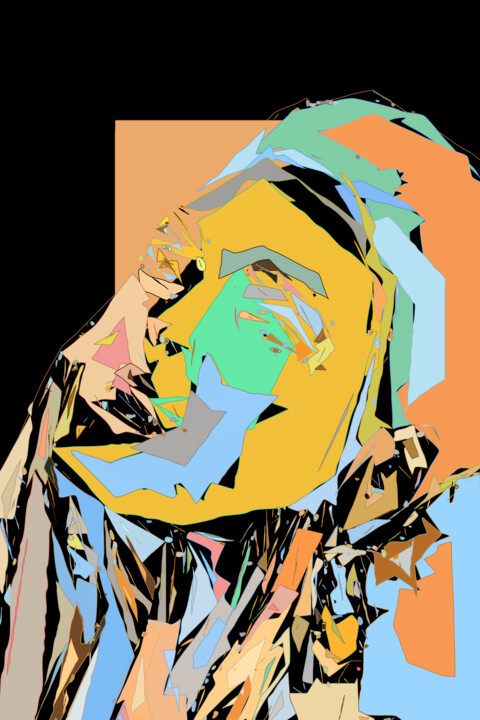 Digital Arts titled "Abstract Face" by Pwa Studio, Original Artwork, Digital Painting