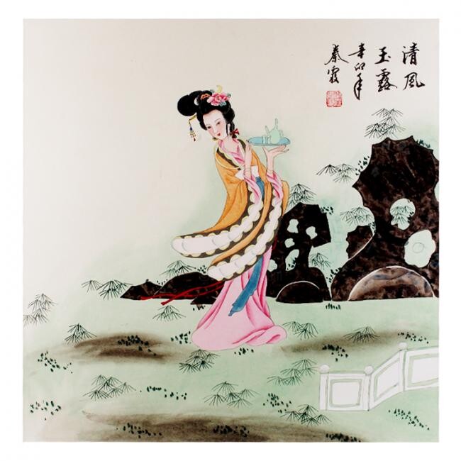 Pittura intitolato "Tea Sending" da Qin, Opera d'arte originale, Olio