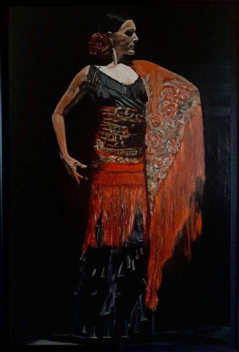 Pintura titulada "Woman Portrait - Fl…" por Queennoble Dr. Elle Ramirez, Obra de arte original, Acrílico
