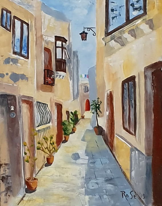 Alleyway In Malta Painting By Rose Artmajeur