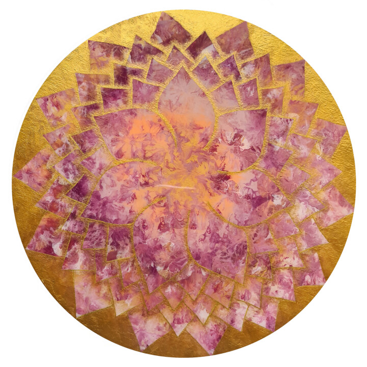 Peinture intitulée "La fleur de lotus" par Rachel Moulis, Œuvre d'art originale, Acrylique Monté sur Châssis en bois