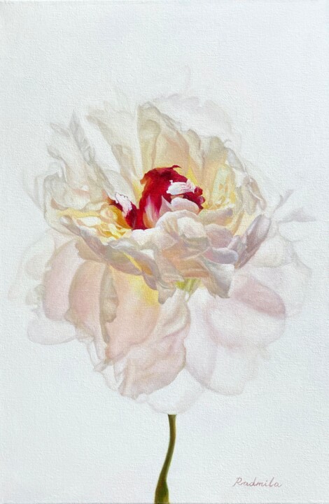 Painting titled "Sensual Blossom" by Radmila Lipska, Original Artwork, Oil Mounted on Wood Stretcher frame