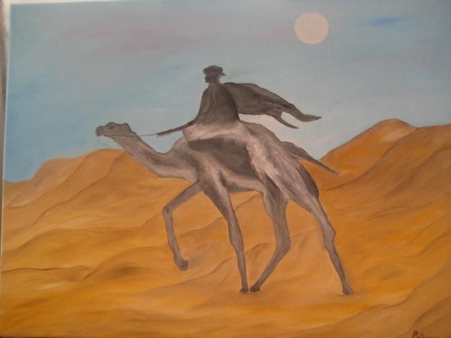 Peinture intitulée "Бедуин в пустыне Из…" par Nina Rodina, Œuvre d'art originale