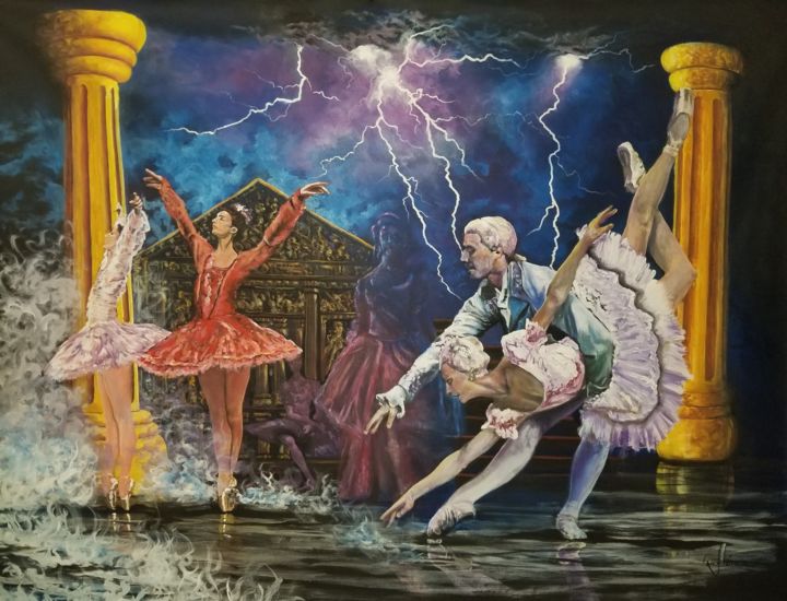 Malarstwo zatytułowany „ballet-dream.jpg” autorstwa Rafael Flórez, Oryginalna praca, Olej
