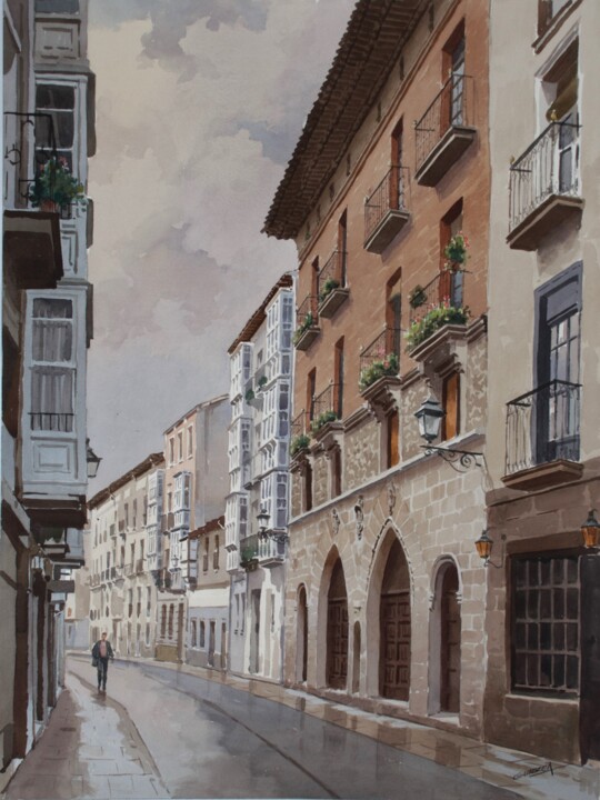 Malerei mit dem Titel ""Vitoria", obra de…" von Rafael Gurrea Sánchez, Original-Kunstwerk, Aquarell