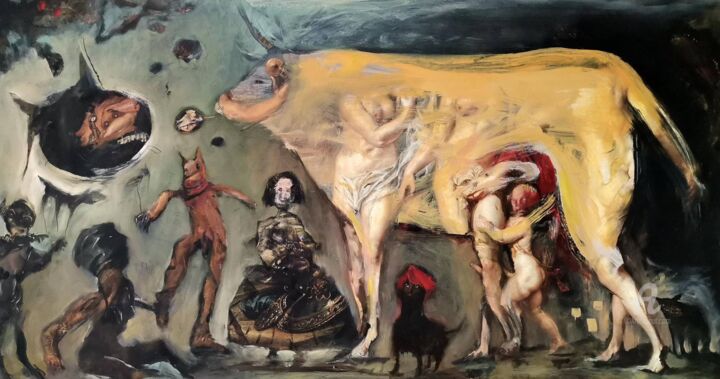 Pintura intitulada "The judgment of Par…" por Rai Escale, Obras de arte originais, Óleo