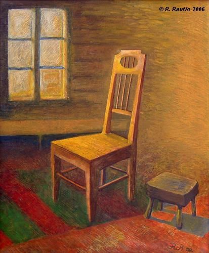 Painting titled "Old house at dawn" by Raimo Rautio, Original Artwork