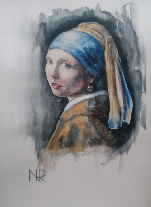 「La Jeune Fille à la…」というタイトルの絵画 Раиса Николаеваによって, オリジナルのアートワーク, 水彩画