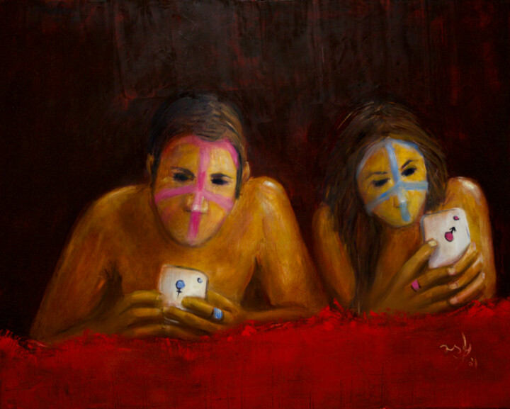 Pintura titulada "Communication" por Ralf Benick, Obra de arte original, Oleo