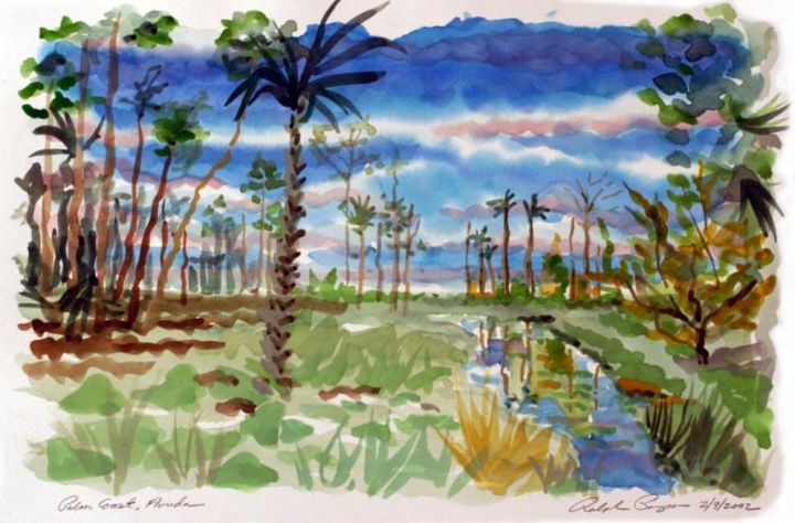 Ζωγραφική με τίτλο "Palm Coast Wetlands" από Ralph Papa, Αυθεντικά έργα τέχνης
