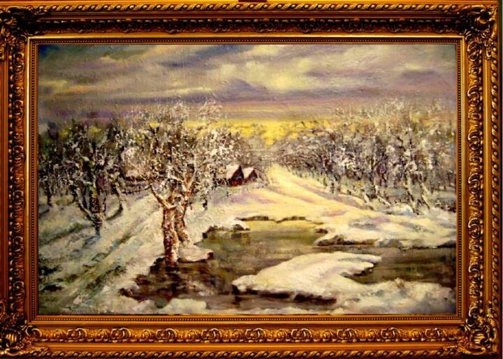 绘画 标题为“winter evening” 由Ramin Kerimov, 原创艺术品, 油