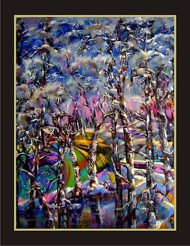 Painting titled "First snow" by Ramin Kerimov, Original Artwork, Oil