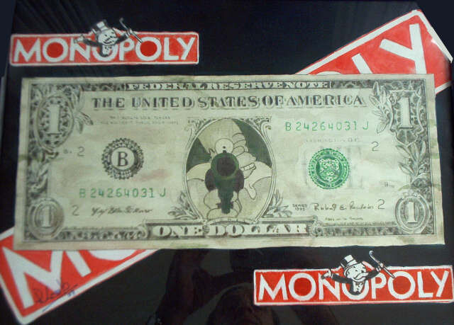 Pittura intitolato "monopoly money" da Ramon Campos, Opera d'arte originale, Olio