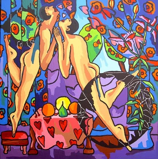 Painting titled "gay kiss lgbt artis…" by Raphael Perez, Original Artwork, Acrylic