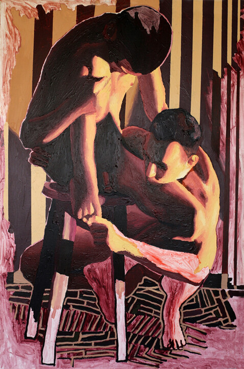 제목이 "gay couple painting…"인 미술작품 Raphael Perez로, 원작, 아크릴