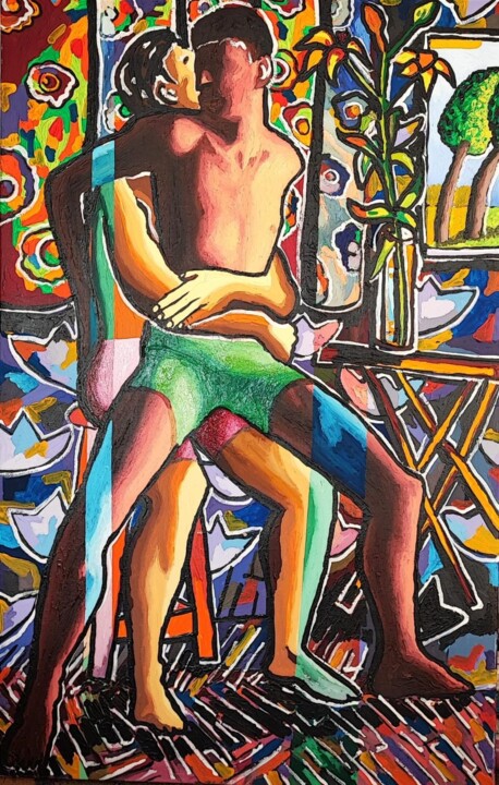 Nude Male Painting Acrylic Painting By Raphael Perez Israeli