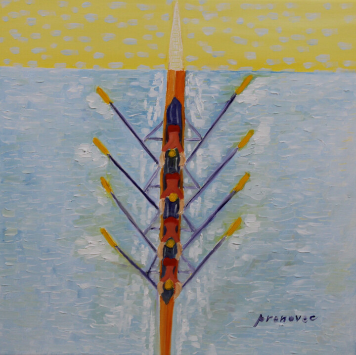 「Aviron, 13/13, Séri…」というタイトルの絵画 Raphaël Prenovecによって, オリジナルのアートワーク, オイル ウッドストレッチャーフレームにマウント