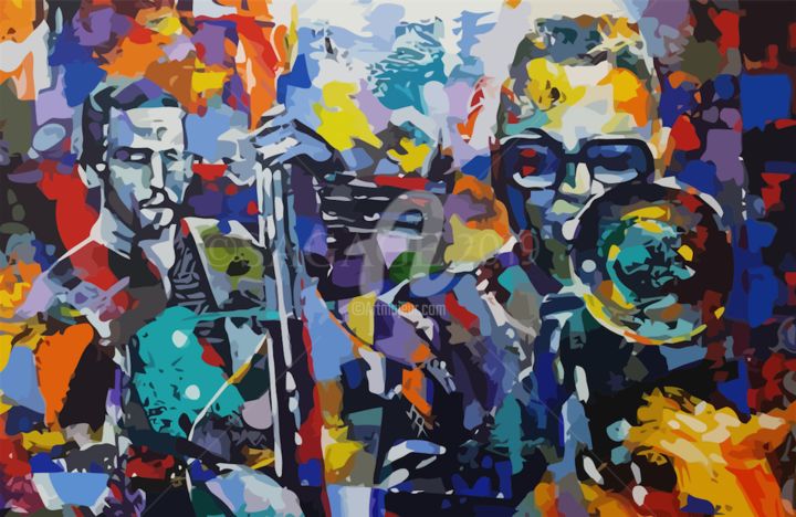 Incisioni, stampe intitolato "Jazz Improv" da Sagage, Opera d'arte originale, Pittura digitale