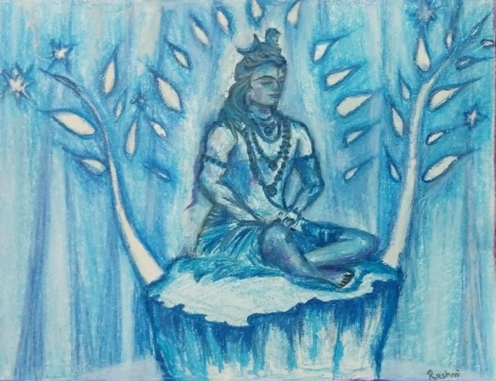 Dibujo titulada "Shiva" por Rashmi Kanchan, Obra de arte original, Pastel