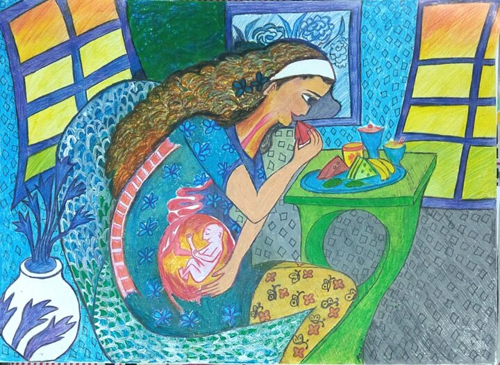 Dibujo titulada "Life inside" por Rashmi Kanchan, Obra de arte original, Lápiz
