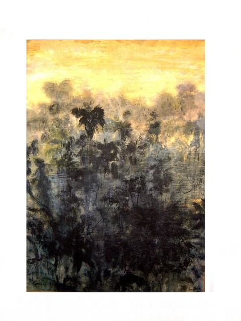 Painting titled "palmeras unos" by Raúl Herrera, Original Artwork