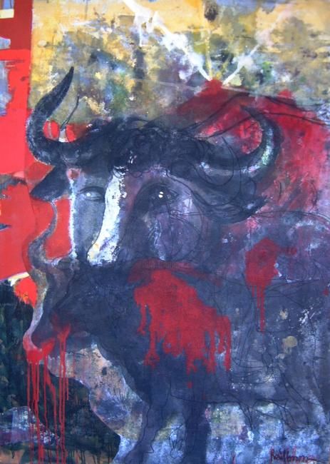 Pintura titulada "Toro dos" por Raúl Herrera, Obra de arte original
