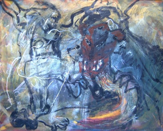Pintura titulada "Toro tres" por Raúl Herrera, Obra de arte original