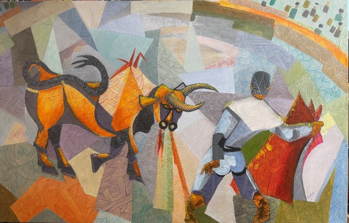 Peinture intitulée "Matador" par Raúl Rubio, Œuvre d'art originale, Huile Monté sur Châssis en bois