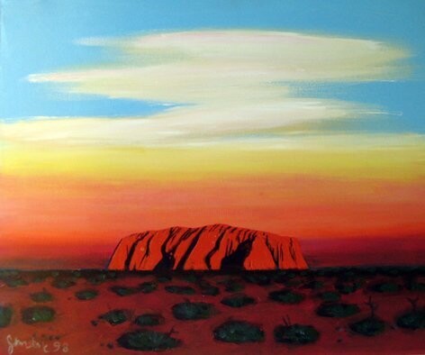 Pittura intitolato "Ayres Rock - Uluru" da Ray Johnstone, Opera d'arte originale, Acrilico
