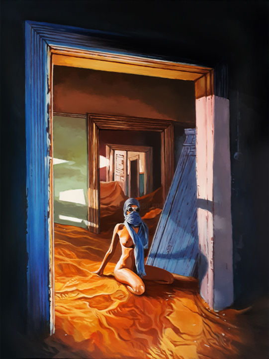 Peinture intitulée "desert gate" par Raymond Agostini, Œuvre d'art originale, Acrylique