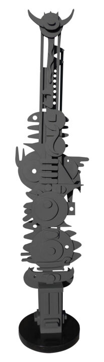 Sculpture intitulée "Big Totem 2" par Thierry Corpet (Raymond X), Œuvre d'art originale, Bois