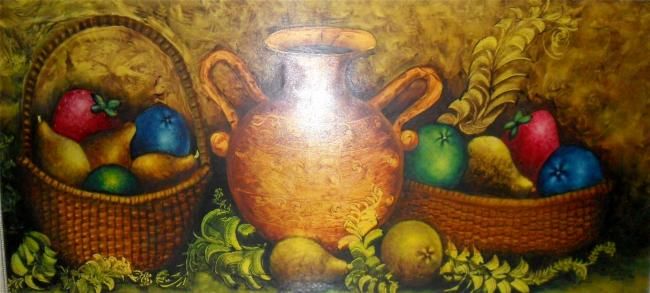 Painting titled "BODEGON" by Raymundo Sanchez, Original Artwork, Oil