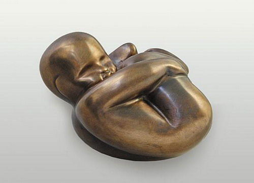 Sculpture titled "Fetus in Bronze" by Razia Gershon, Original Artwork