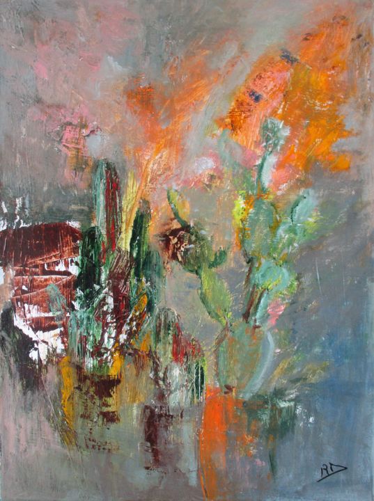 Malerei mit dem Titel "les cactus" von Navema, Original-Kunstwerk, Acryl Auf Keilrahmen aus Holz montiert