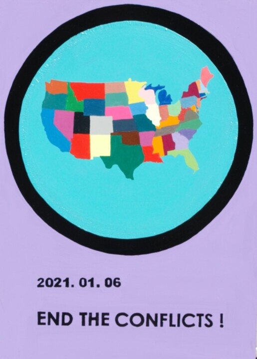 "Abstrakt-2021-008-U…" başlıklı Tablo Reinhard Schiweck tarafından, Orijinal sanat, Petrol