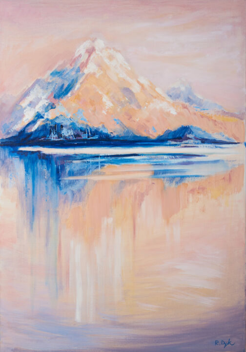 Картина под названием "Mountain Shadow" - Renata Dyk, Подлинное произведение искусства, Акрил Установлен на Деревянная рама…