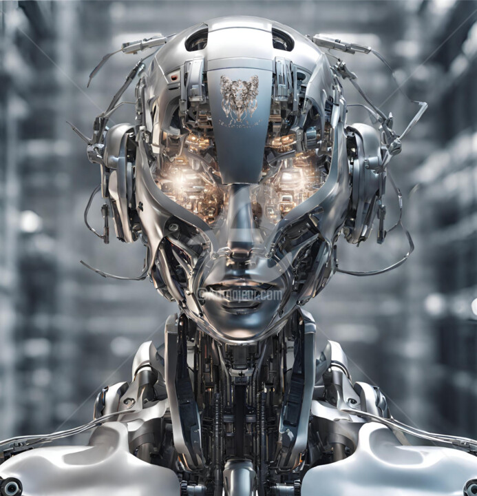 Digitale Kunst getiteld "HUMANOID ROBOT AI,…" door Reskatorsilver, Origineel Kunstwerk, Digitale afdruk