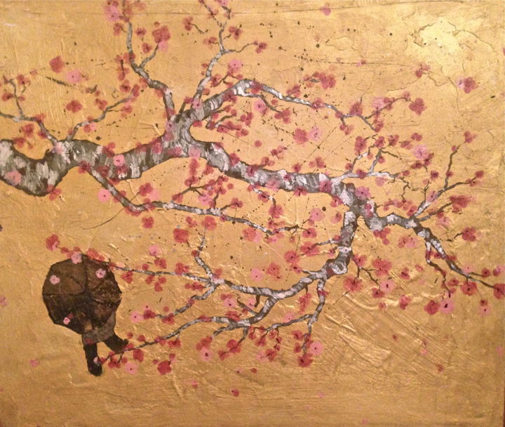 Картина под названием "Walk under cherry F…" - Riccardo Ceccanti, Подлинное произведение искусства