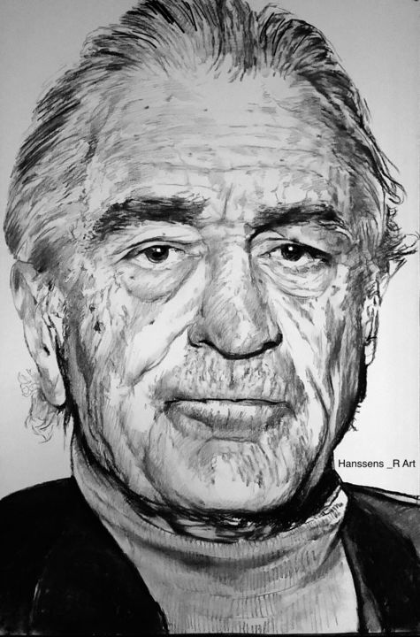 Drawing titled "Robert De Niro" by Richard Hanssens, Original Artwork, Charcoal