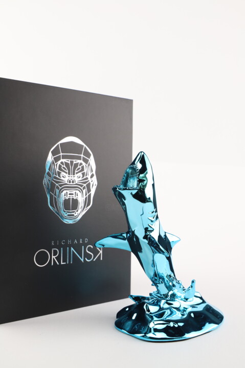 Sculpture titled "Shark Spirit (Aqua…" by Richard Orlinski, Original Artwork, Resin