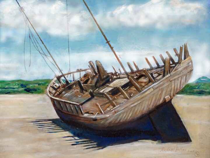 Pintura titulada "Shipwreck on the Do…" por Richard Rollins, Obra de arte original, Pintura Digital