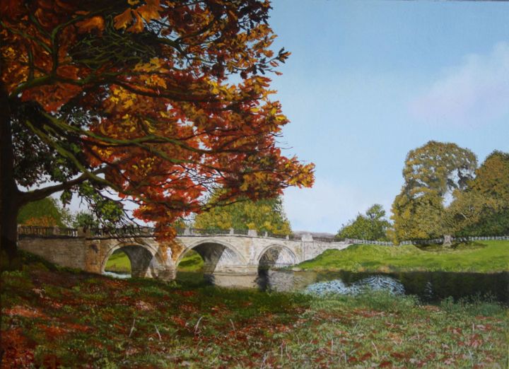 Painting titled "Bridge to Chatswort…" by Richard Post, Original Artwork, Oil