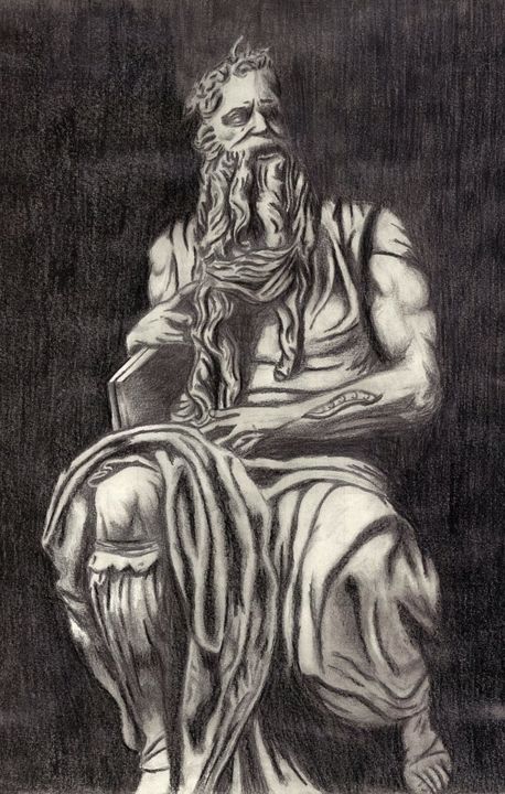 Moises, De Michelangelo, Pintura por Rita Da Fonseca | Artmajeur