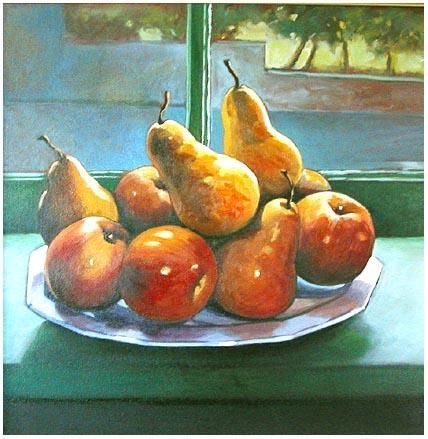 제목이 "Fruit Plate on wind…"인 미술작품 Rita Monaco로, 원작, 기름