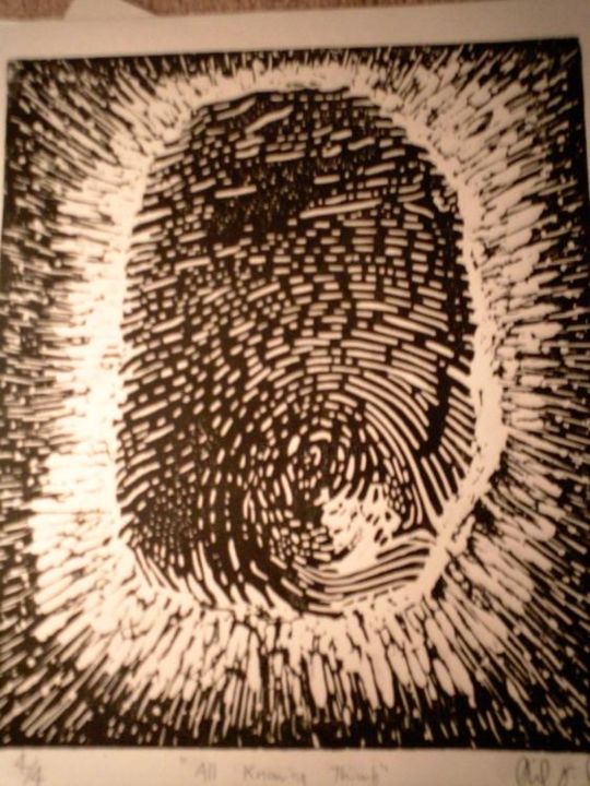 Printmaking titled "All Knowing thumb" by Dude Obvious!, Original Artwork