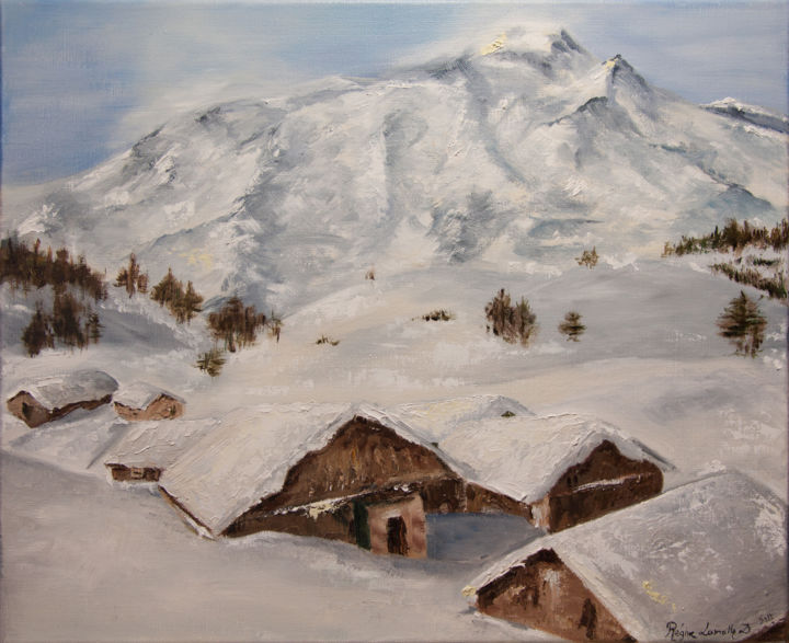 Chalets Sous La Neige Painting By Régine Lamotte Doncieux