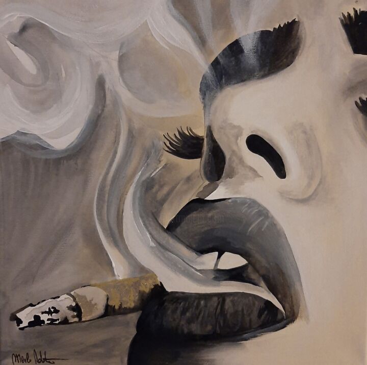 Peinture intitulée "smoke" par Rm Arte, Œuvre d'art originale, Acrylique