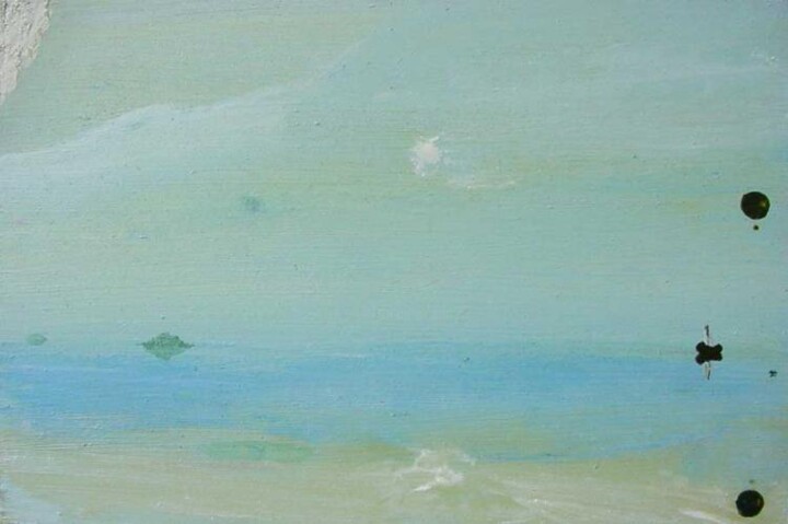 Painting titled "lake with a balloon" by Rob Arbouw, Original Artwork, Oil