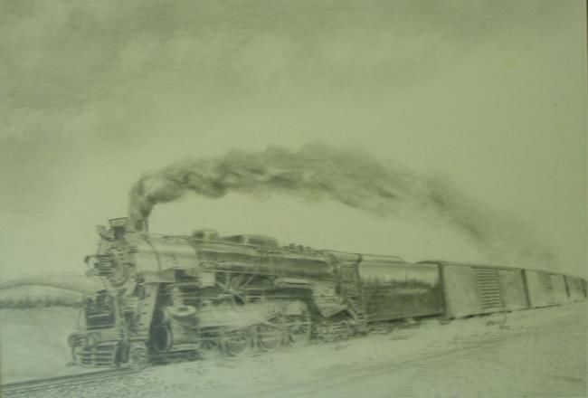 Drawing titled "Steam 757" by Robert A Swain, Original Artwork