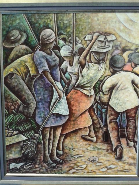 Peinture intitulée "Market Day" par Robert Armstrong, Œuvre d'art originale, Acrylique